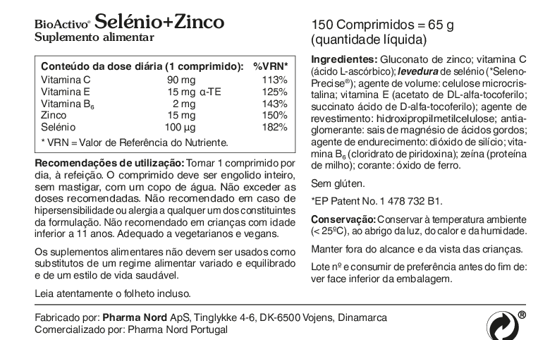 BioActivo Selénio+Zinco 150 comp.